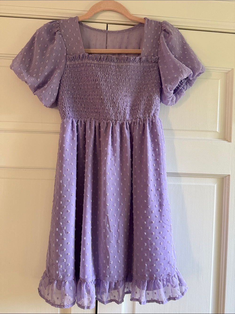 franki by francesca’s Girls' Lavender Smocked Puff-Sleeve Dress